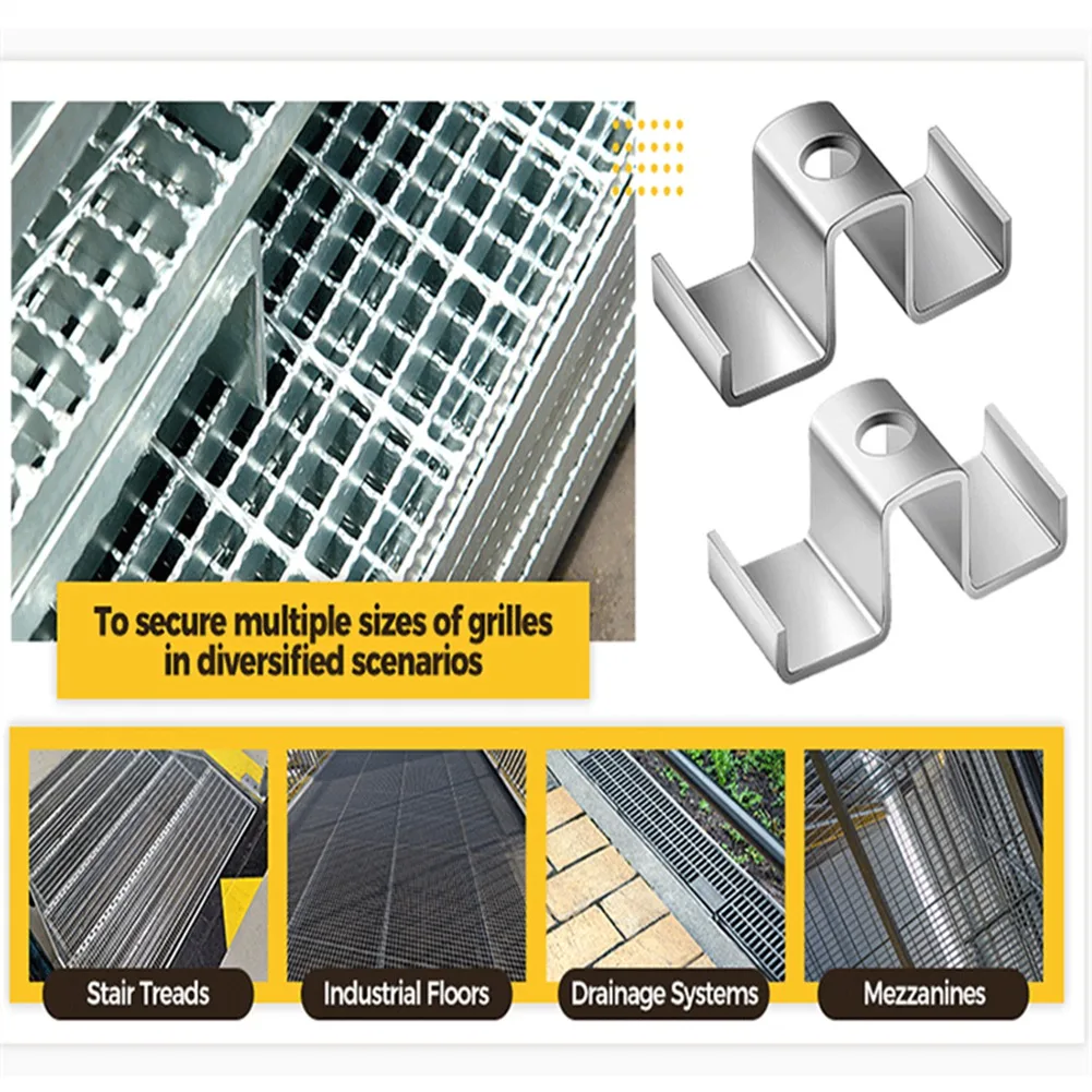 B50C Galvanized Carbon Steel For Screw Size 1/4 Inch Grating Clip Saddle Clip 25 Pcs For Industrial Floor Drainage Systems 50PCS