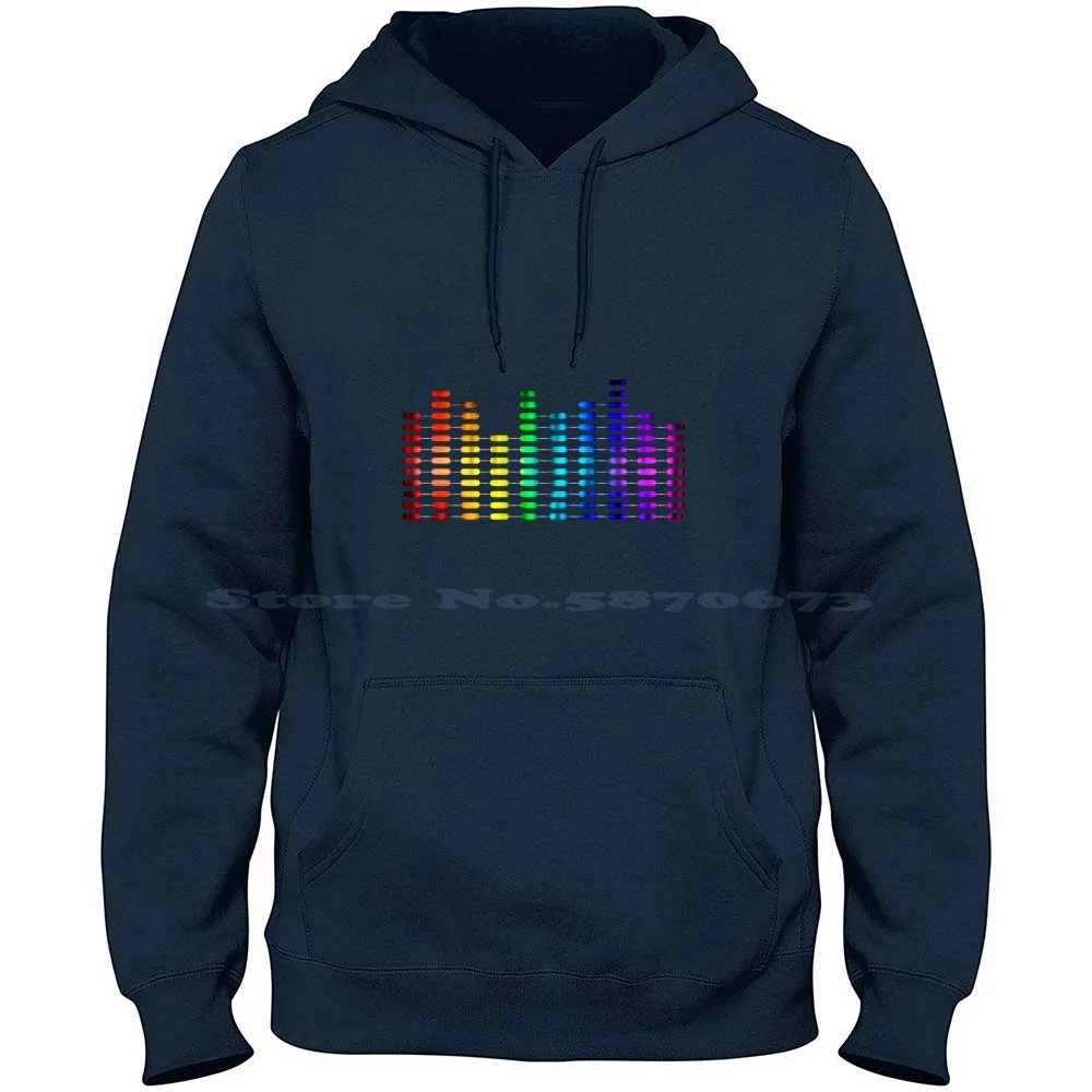 Turn It Up 100% Pure Cotton Hoodie Tshirt Equalizer Rainbow Volume Drop The Bass Skrillex Dj Disc Jockey Effects Colors Colours