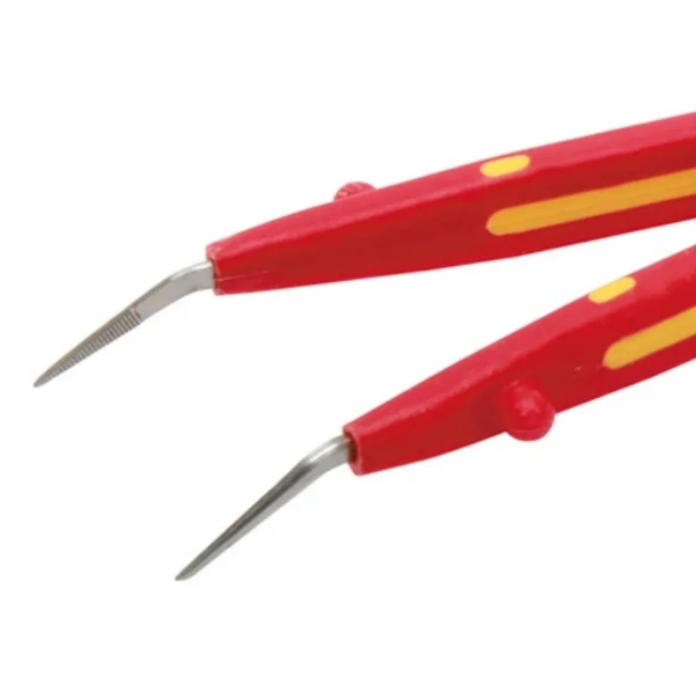 Pro'skit 1pk-TZ-V302B Elettricista Curvo A Punta Pinzette In Acciaio Inox Resistenza Ad Alta Pressione Lnsulated Pinzette
