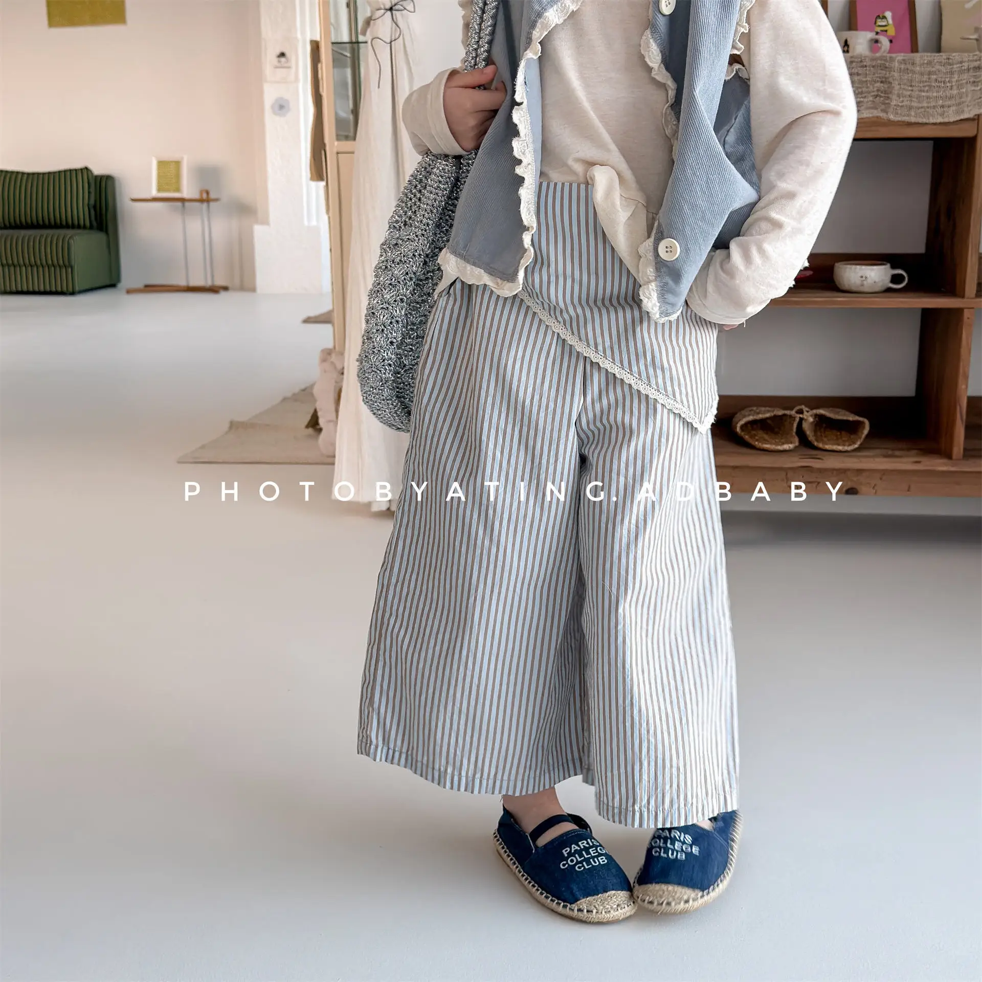 

2026 Spring New Children Casual Pants Girls Loose Harem Pants Kids Striped Trousers Baby Plaid Pants Cotton Toddler Clothes