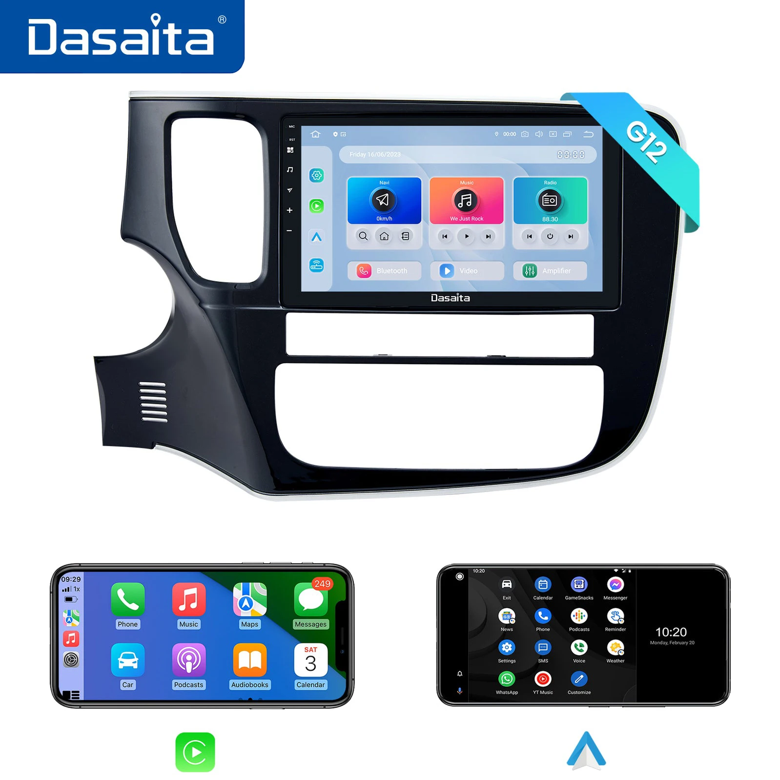 

Автомобильная стереосистема Dasaita для Mitsubishi Outlander 2014 2015 2016 2017 LHD Qualcomm 665 9 дюймов Carplay Android Auto Car Radio Android 12