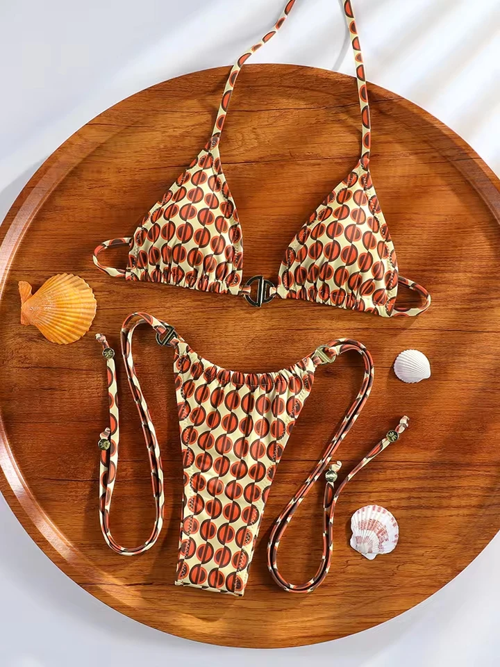 Women Swimwear Triangle Bathing Suits Summer Bikini Set Bandage Beachwear New Bikini Fashion Sexy Thong Bikinis Print Swimsuit