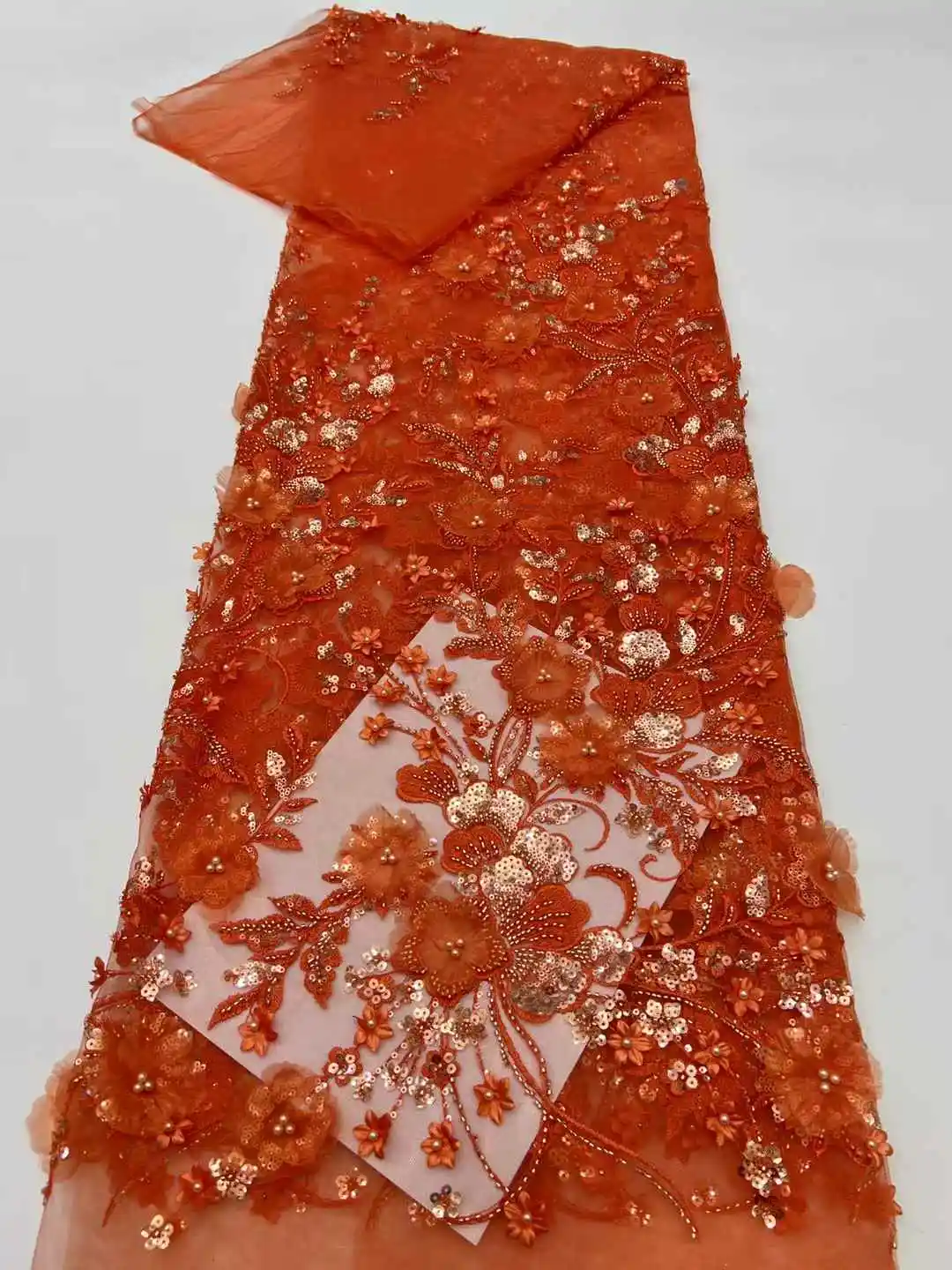 2025 Fashion French Embroidery Beaded Lace Fabric African Nigerian With Sequins Lace Fabric For Wedding Dress