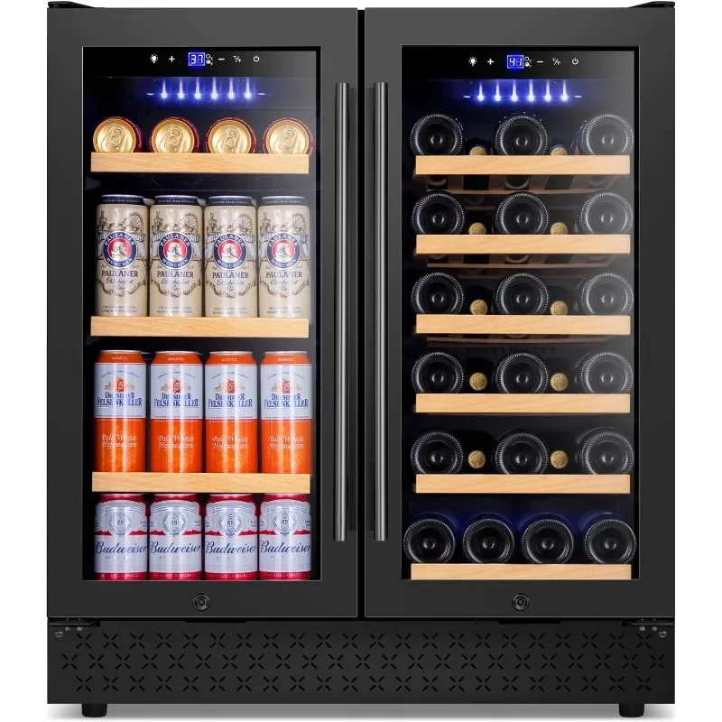 Tylza 30 Inch Wine and Beverage Refrigerator, Dual Zone Wine Beverage Cooler 30