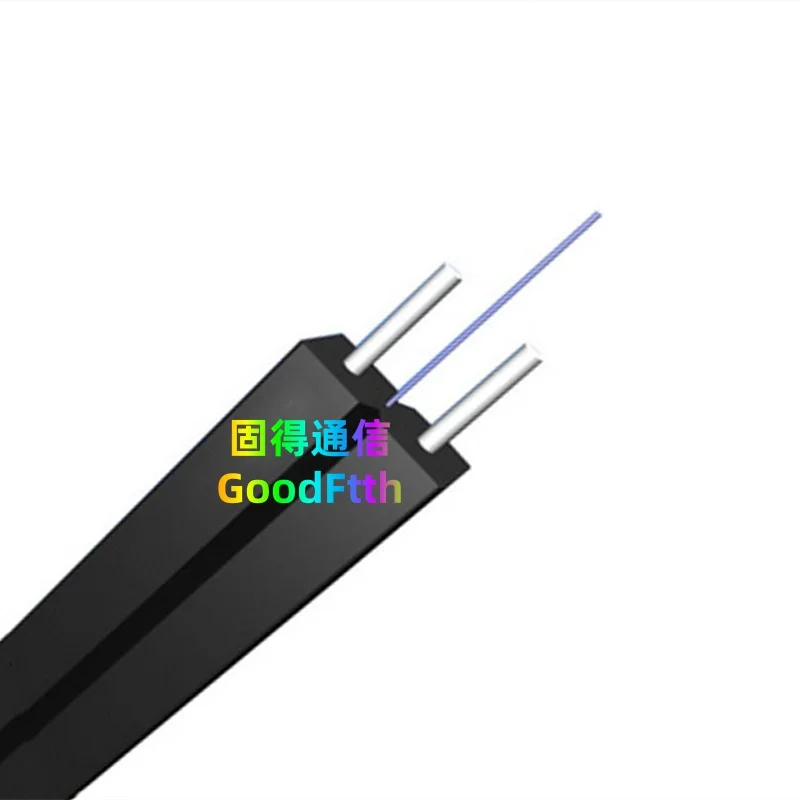 FTTH Flat Drop Cable 1Core 1 Core 2KM 2000m SM Black LSZH With 2x0.45mm Steel FRP KFRP GoodFtth