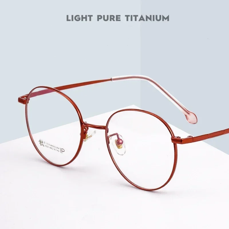 

Ultra Light Pure Titanium Glasses Myopia Hyperopia Frame Women Frame Retro Round Decorative Optical Prescription Eyeglasses 2054
