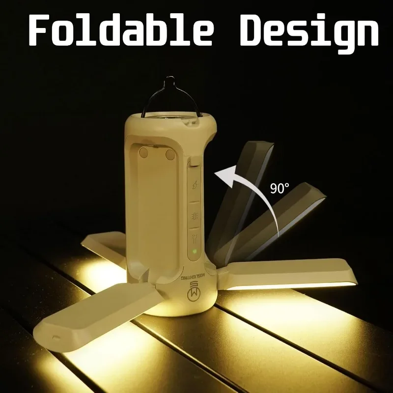 Folding Camping Lantern Rechargeable, 10000mAh Foldable LED Light for Tent Outdoor, IP54 Waterproof, Portable LED Flashlight