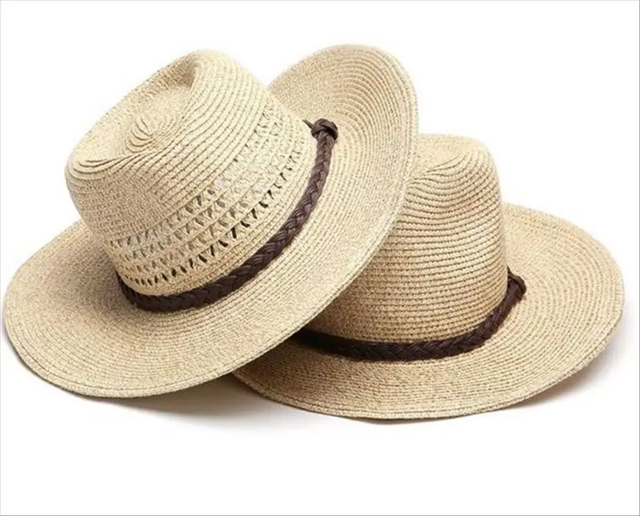 Unisex Summer Wide Brim Foldable Straw Hat Outdoor Beach Sun Cap