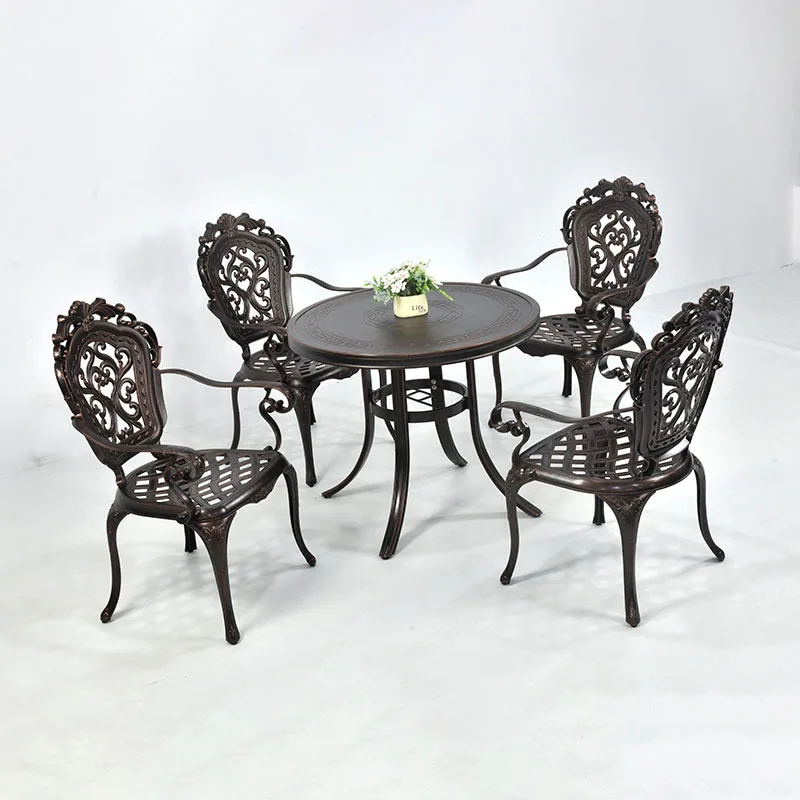 

Cast aluminum outdoor tables and chairs Home leisure courtyard Marble wrought iron outdoor balcony chair