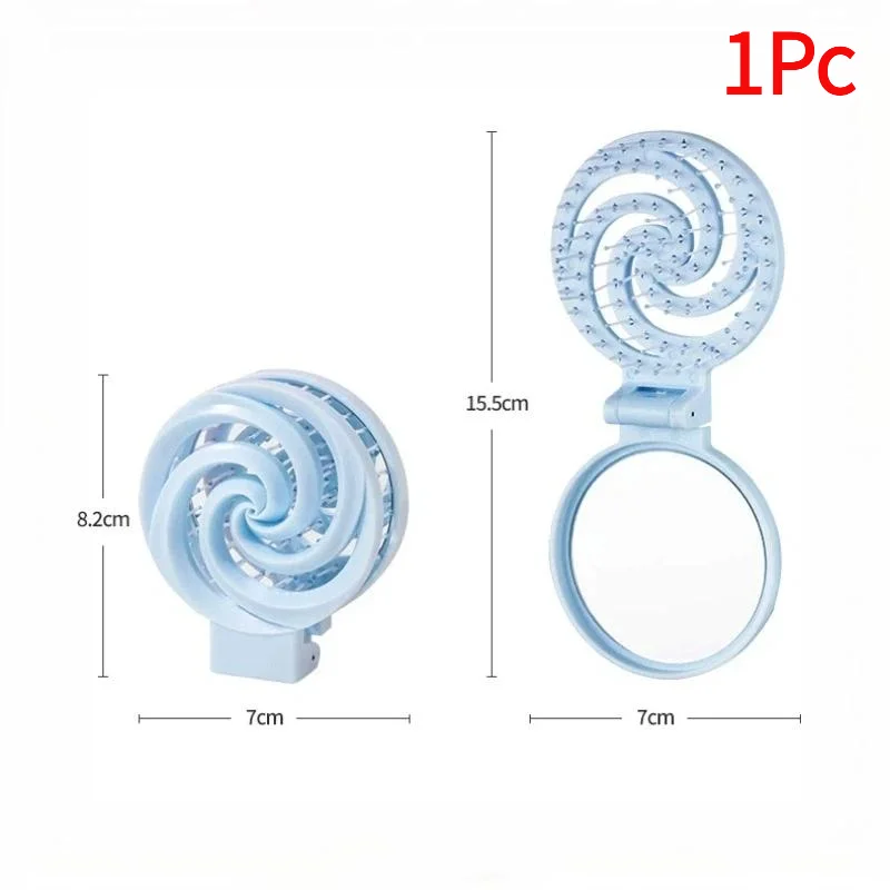 1Pc Mini Portable Scalp Massage Comb 2 In 1 Foldable Comb With Makeup Mirror For Travel Easy To Carry Great Gifts.