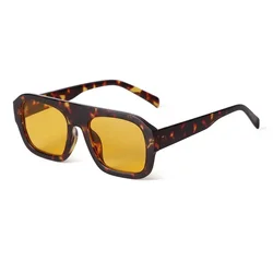 Vintage Yellow Oversized Square Sunglasses Women Men Luxury Designer Flat Top Tortoiseshell Sunglasses Lentes De Sol Mujer S3917