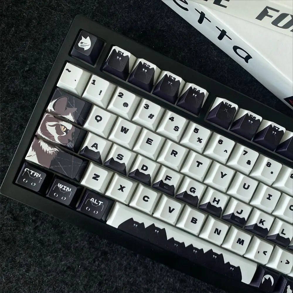 Black Cat Keycaps Personalized Keycaps DIY Mechanical Keyboard Keycaps DIY Customized Small Full Set 61 68 75 87 98 104 108 Key