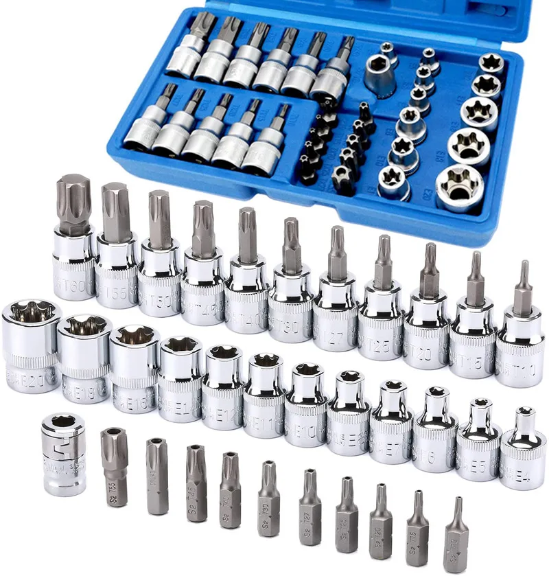 34/29 Pieces Torx Bit Socket and E-Torx Star Socket Set 1/4\