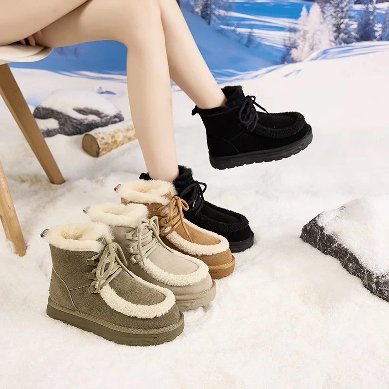 

CICIYANG 2025 New Women's Snow Boots Flats Comfortable Winter Women Boots Large Sizes Fashion Female Chunky Platform Short Boots