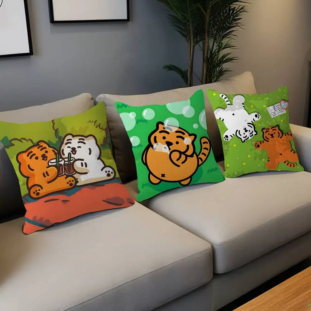 Kawaii Cute M-MUZIKS T-TIGER Pillow Covers Cartoon Sofa Decorative Home Double-sided Printing Short Plush Cute Cushion Cover