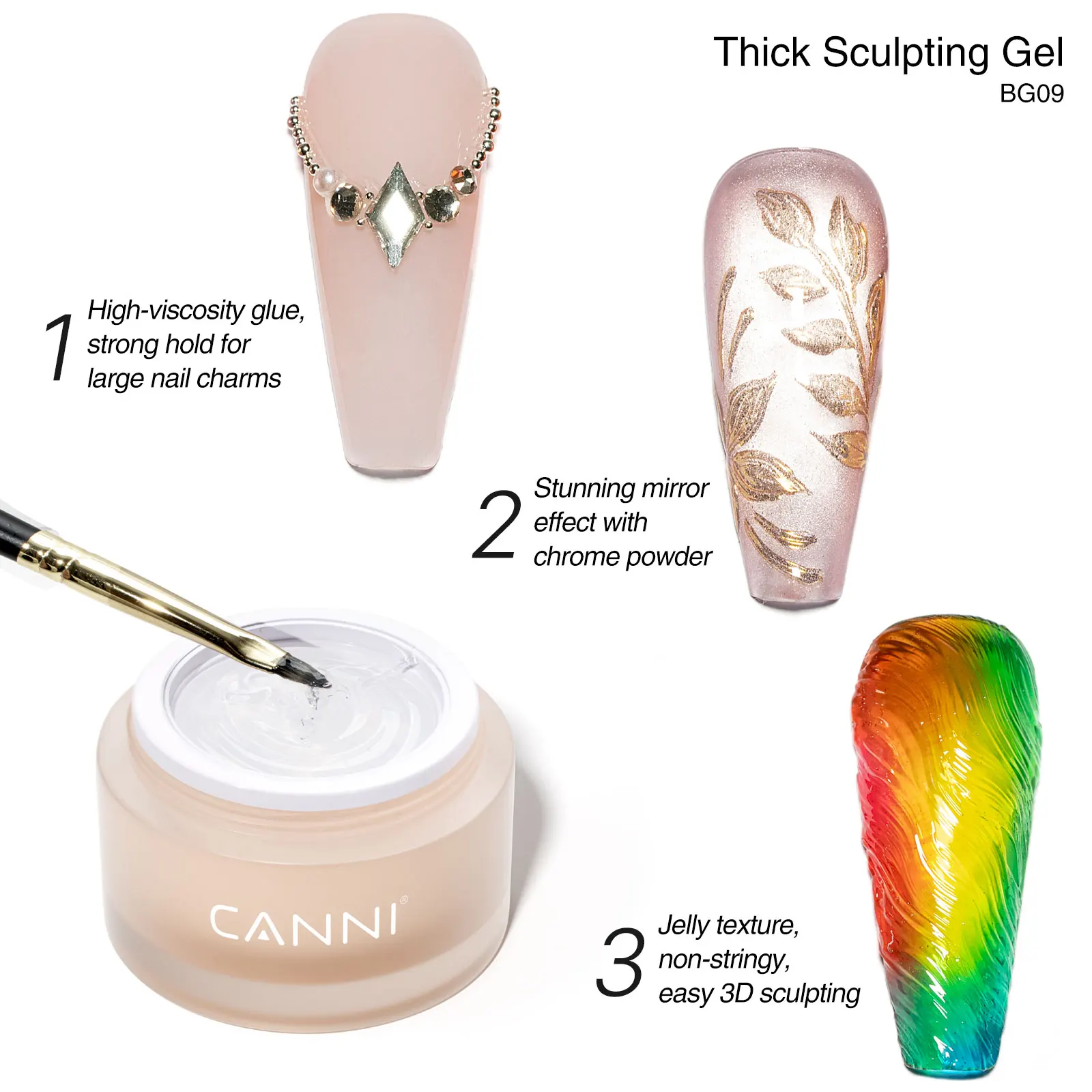 CANNI 3D Modellier-Nagelgel, UV-LED Soak-Off Modelliergel für Nagelkunst-Design, Salon-Gebrauch – Detail 11