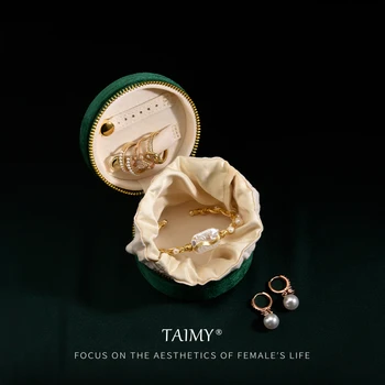 TAIMY קופסת תכשיטי קטיפה קטיפה טבעת עגילי קולב תיבת אחסון חינם לוגו מותאם אישית צורף אבן חן נרתיק אריזת מתנה