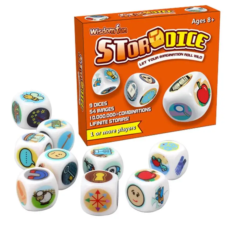 Story Time Dice 9X Telling Cubes Unlimited Stories Combination 54 Images Iconic Storytelling Game Dice For Early Education