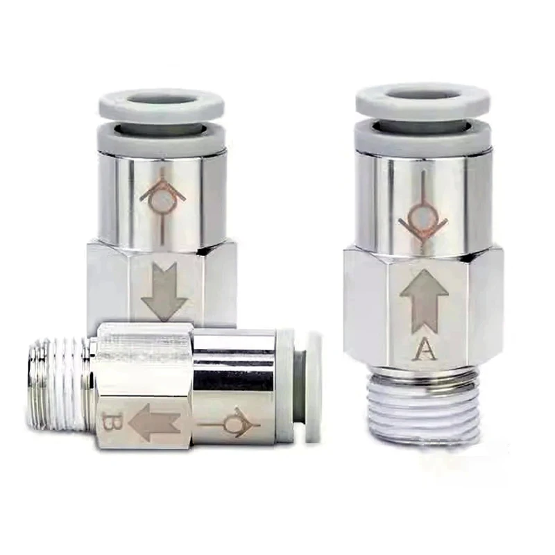 SPC VPC-6 8 10mm Prevents Air Backflow BSPT Thread 1/8 1/4 3/8 AKH Pneumatic Check Valve One-way Exhaust Valve Straight-through