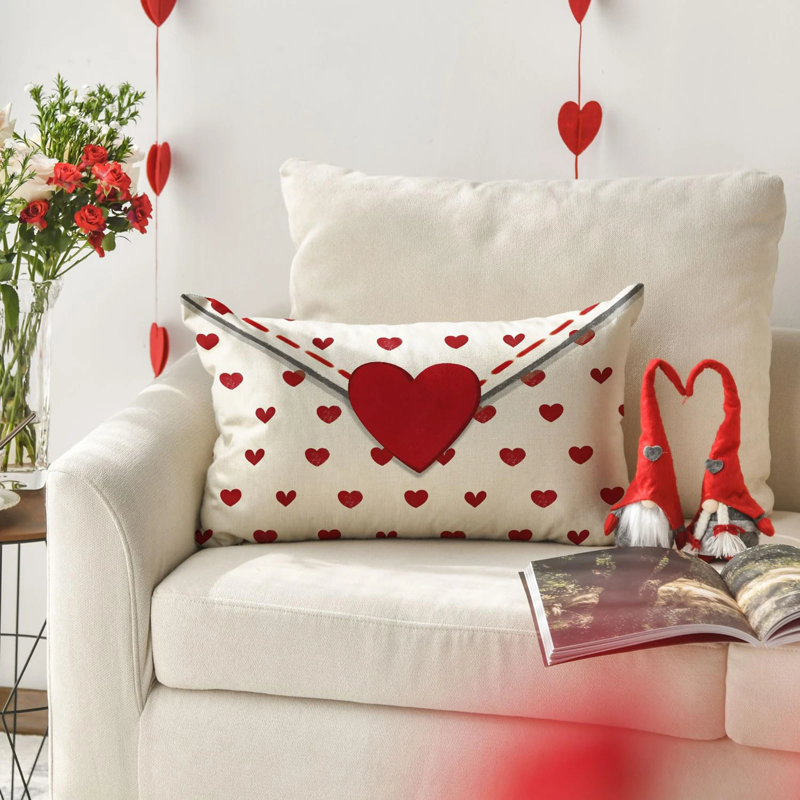 Valentine Day Envelope Accent Pillowcase Set of 2 Couch Cushion Case Anniversary Wedding Valentines Day for Living Room Bedroom