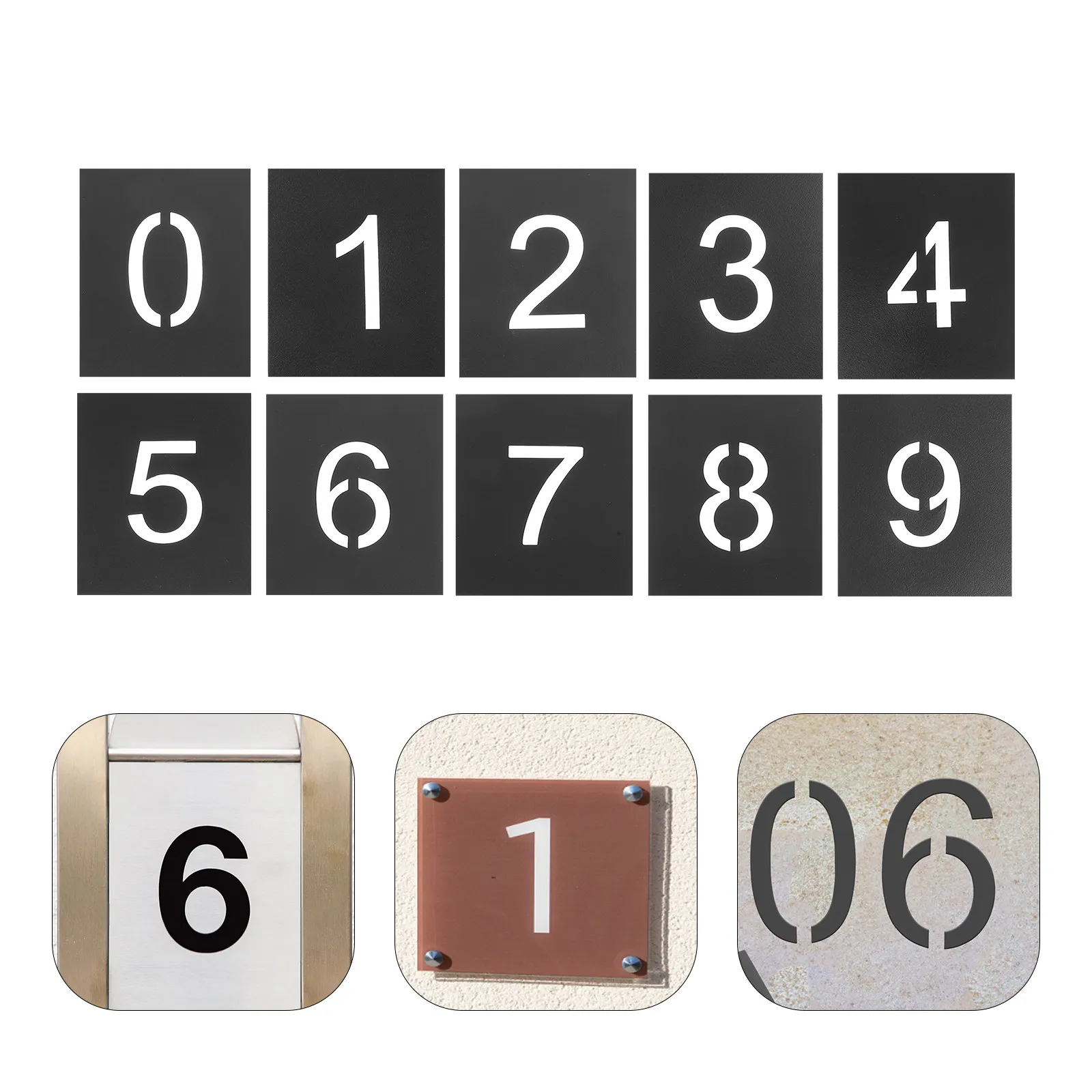 1Set Number Stencils Reusable Precision Number Templates for Curb Door Mailbox Parking Warehouse Stencils for Painting 0-9