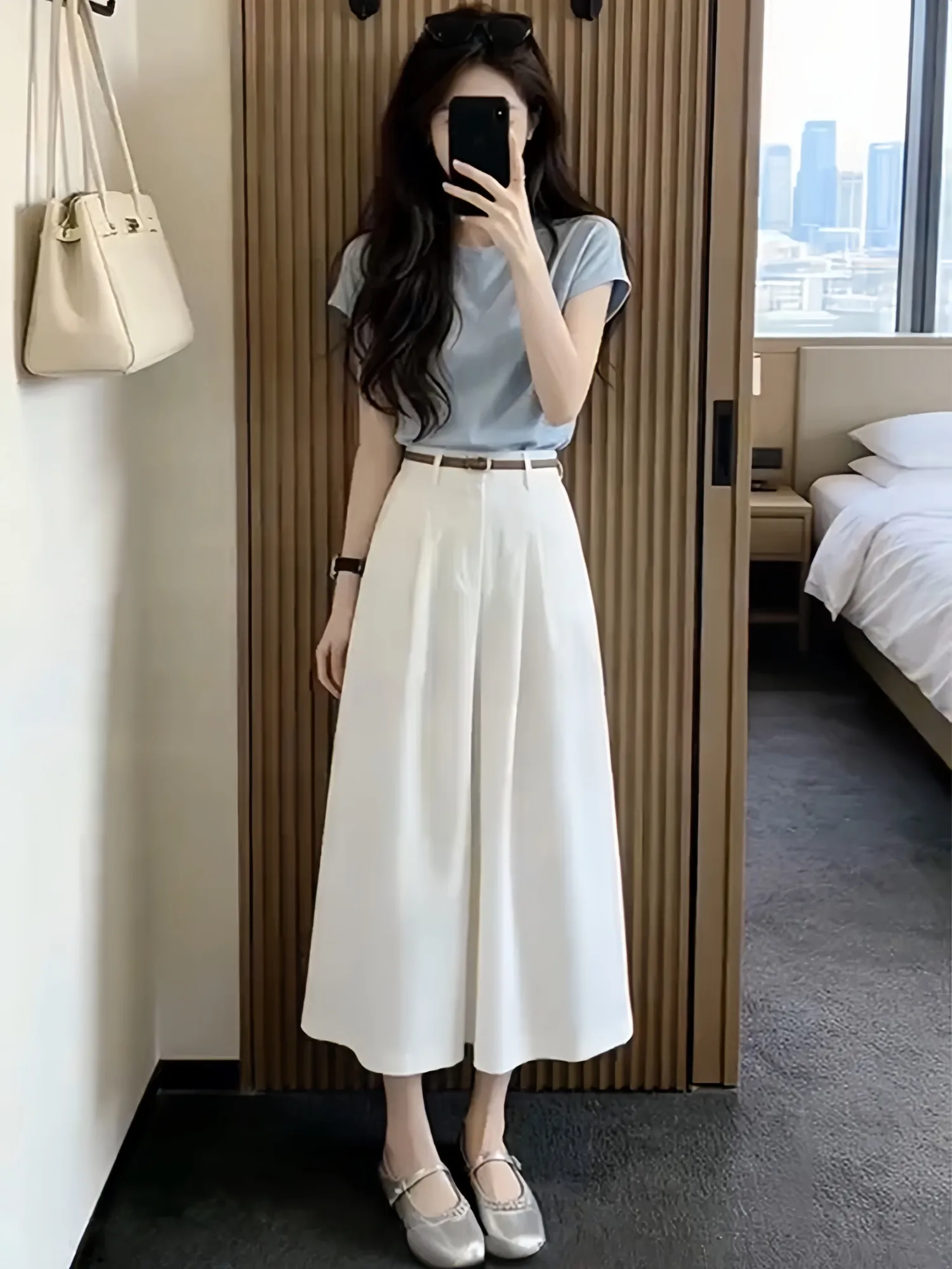 

Korean Sweet Style High Waist A-Line Skirt And T-Shirt Two-Piece Set for Women Summer New Arrival Comfortable Casual Fas...