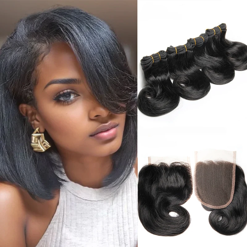 Short Curly Human Hair Bundles With Closure Brazilian Hair Weaving With 4x4 Closure 4+1/Lot Short Human Hair Bundles And Closure