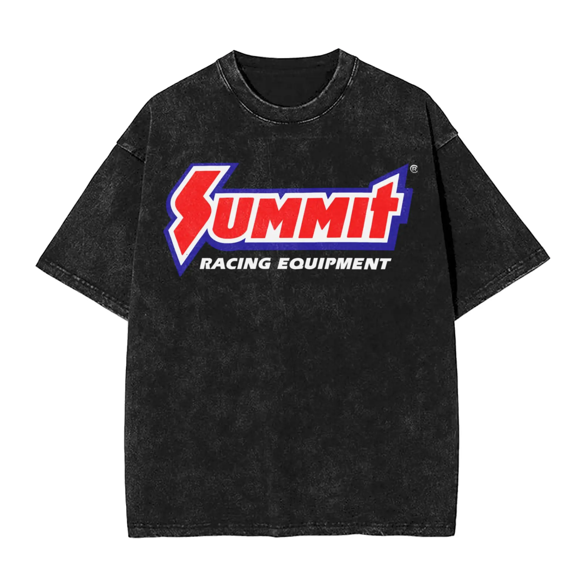 Camiseta lavada con Logo de Summit, ropa de calle, camiseta novedosa de Hip Hop, camisetas de deportes de motor de carreras, camisetas de manga corta con estampado de gran tamaño para hombres y mujeres