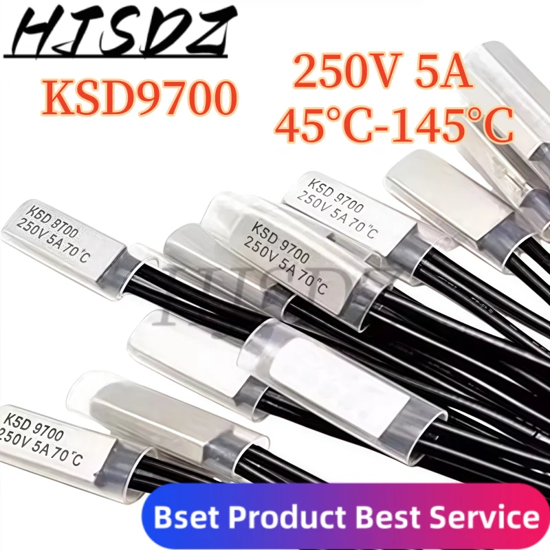 【10PCS/LOT】KSD9700 Thermal Protector 250V 5A | Bimetallic Disc Temperature Switch 45-145℃ NC/NO