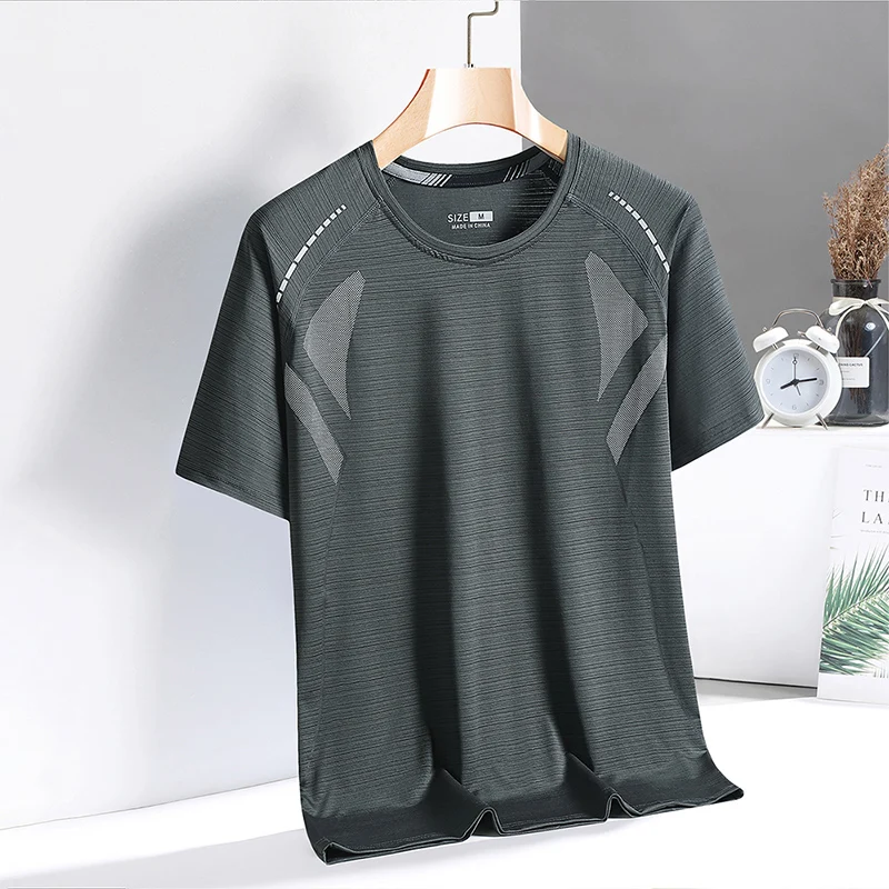 Quick Dry Sport T Shirt Men\'S 2024 Short Sleeves Summer Casual Green OverSize 3XL Top Tees GYM Tshirt Clothes