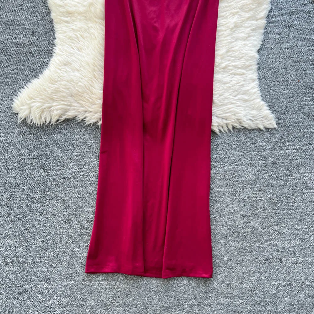 Abito a tubino sottile con scollo all'americana vintage chic Elegante fata moda coreana Boho Sundress abbigliamento donna