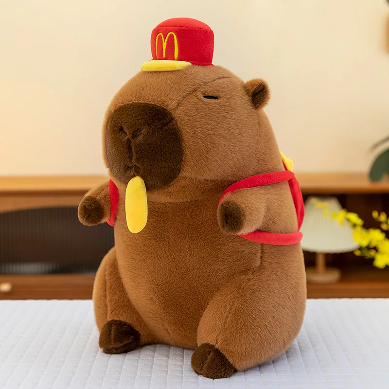 Kawaii – chapeau de frites Capybara, jouet en peluche, poupée en peluche, sac à dos, cadeau d'anniversaire pour enfants, Animal câlin mignon pour filles et tout-petits