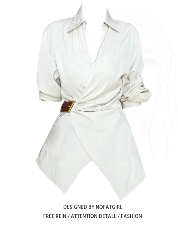 

plus Size Women's Faionable Long Sve Loose irt Slimming Waist Design Comfortable Breathable Korean Sle Ne Top