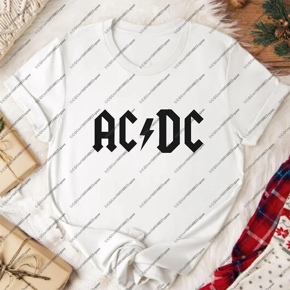 جديد فتاة تي شيرت المعادن الثقيلة الموسيقى الفرقة ريترو روك للجنسين المحملة القطن الحفل التيار المتناوب/تيار مستمر علوي اليوغا الكلاسيكية تي شيرت الشباب هدية مروحة ACDC