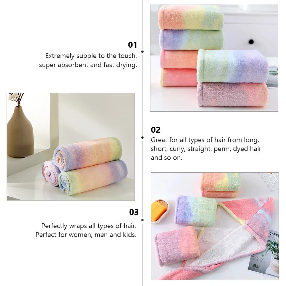 

1Pcs Hair Drying Cap Coral Rainbow Shower Hat Fast Drying Absorbent Hair Wrap Suitable for Salon Absorption Hat