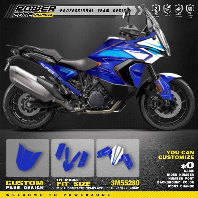

PowerZone Custom Graphics Backgrounds Decals for Stickers Kit For KTM ADVENTURE SUPERMOTO 2021 2022 2023 ADV1290 R S ADV-R 08