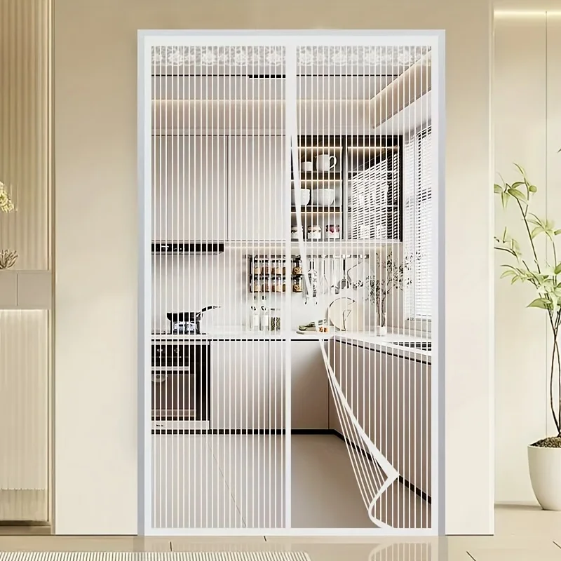 Oversized Striped Mosquito Nets Designed to Keep Insects Out with Magnetic Closure for Easy Access Suitable for Doors and Home