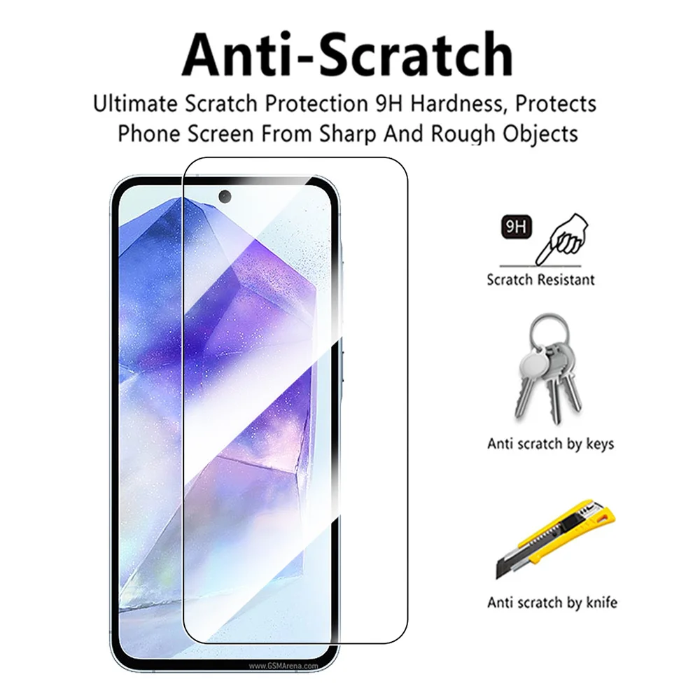 Funda de vidrio templado 2 en 1 para Samsung Galaxy A55 protectores de pantalla para Samsung A55 A 55 55A 5G 6,6 ''películas protectoras para lentes de cámara