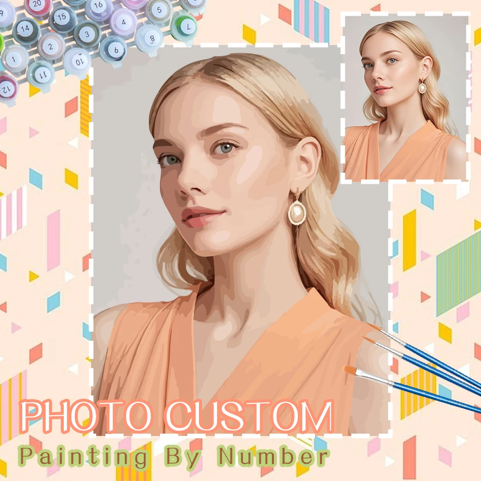 CHENISTORY Photo Custom DIY Paint By Number 24/36/48 Color Handmade Digital Oil Painting by Numbers Drawing On Canvas Home Decor