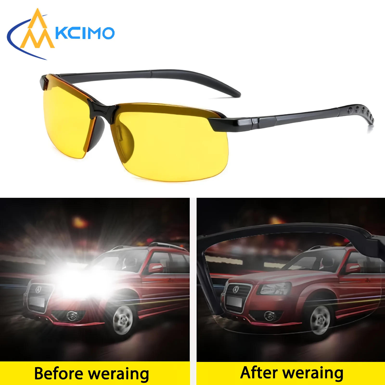 Lunettes de Vision nocturne hommes lunettes de conduite Anti-éblouissement demi-monture lunettes de soleil polarisées pour conducteur UV400 lunettes de voiture de jour et de nuit