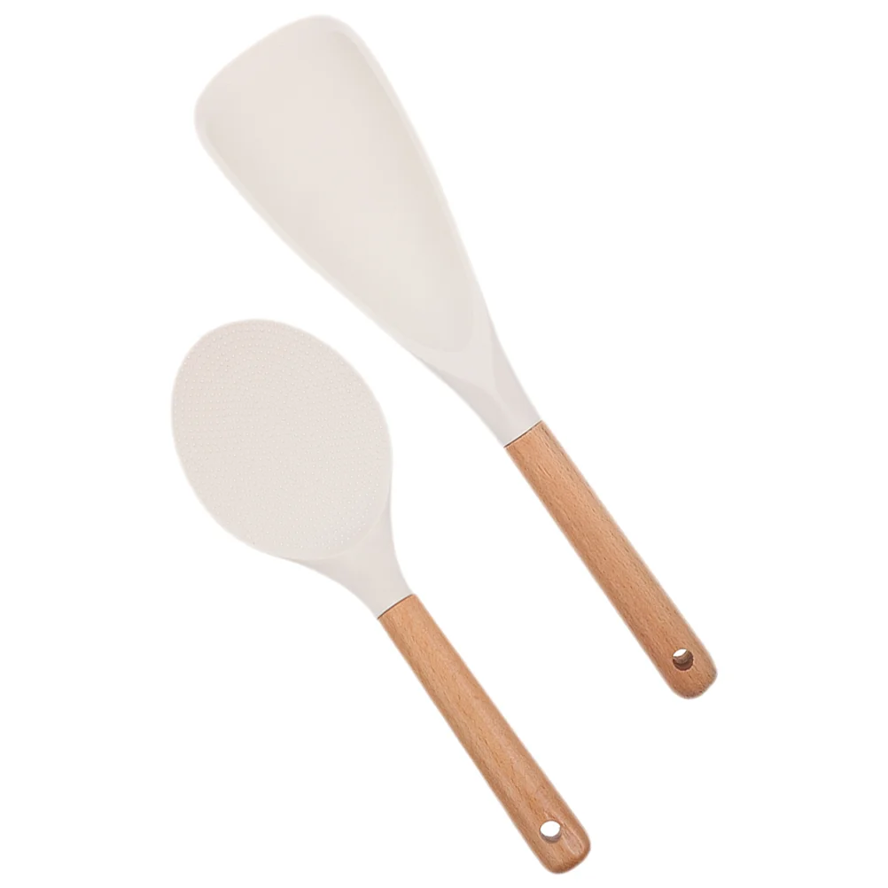 

2pcs Silicone Rice Spoon Mouth Wear Resistant Reusable Convenient Kitchen Tool for Home Hotel Restaurant