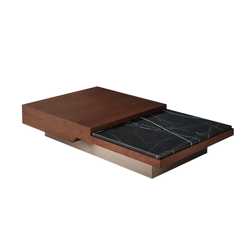 Italian natural black and white roots, marble square coffee table, modern simplicity, living room rectangle