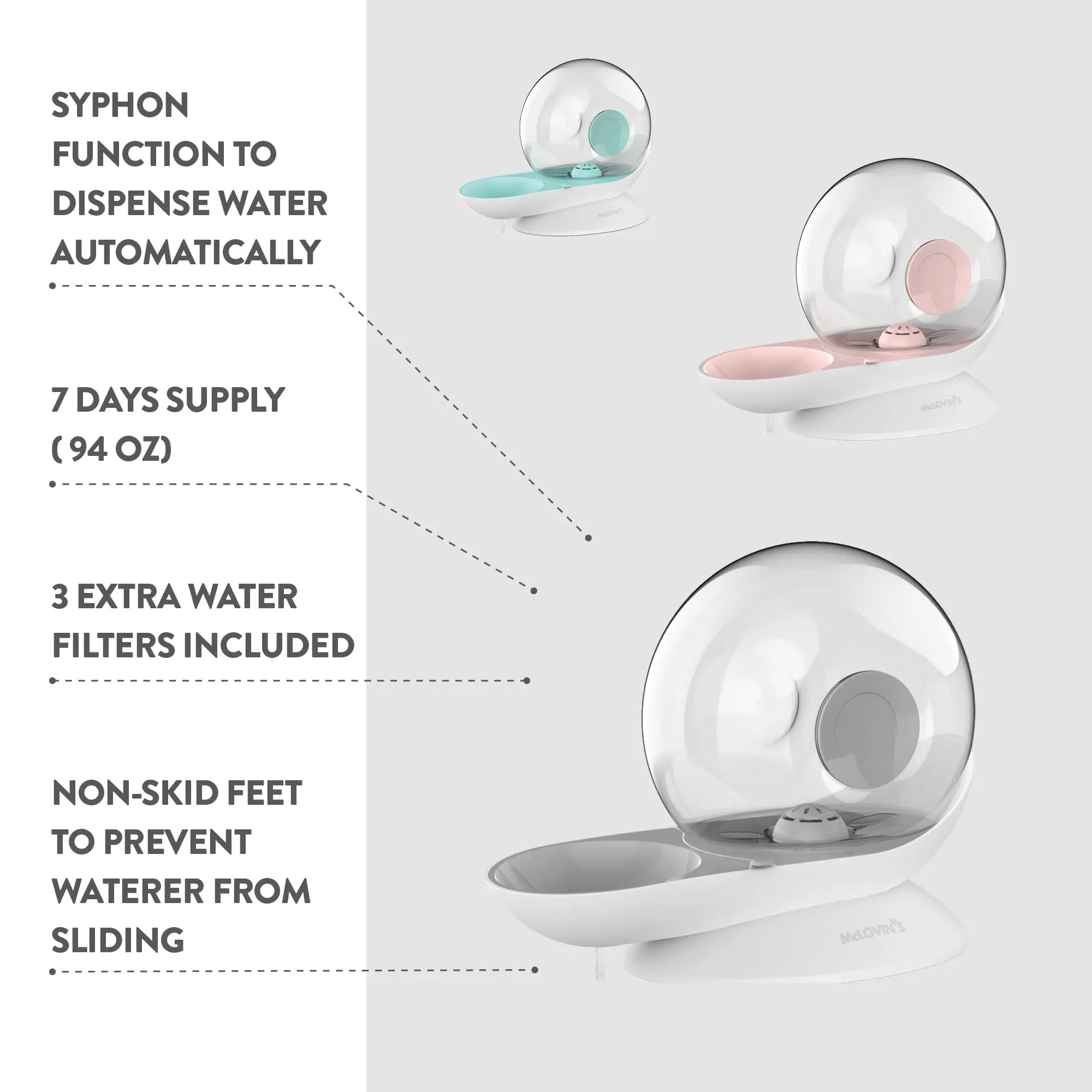 Automatic Cat Water Dispenser Snail Shape Water Drinking Fountain for Small or Medium Size Pet Easy to Clean 2.8L Large Capacity