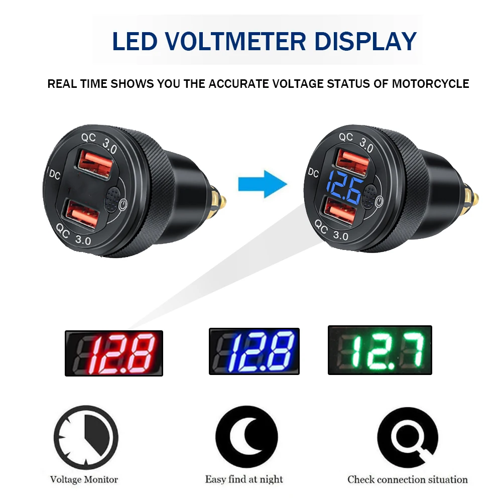 Din Hella Plug Quick Charge 3.0 Dual Usb Charger Adapter Met Voltmeter Schakelaar Voor Bmw R9T Pure S1000XR K1300R K1300GT voor Tijger