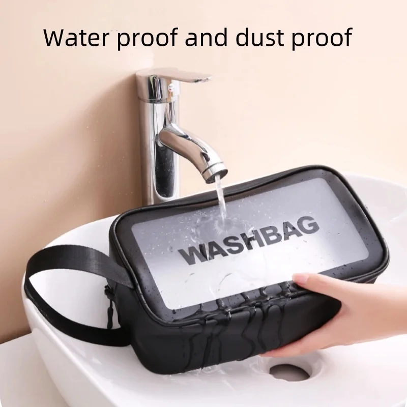 Wash Bag PVC Frosted Semi‑Transparent Waterproof Portable Toiletry Pouch Cosmetic Storage for Travel Gym Bathroom