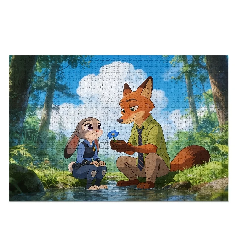 1000 pièces Disney Crazy City Judy Hopps & Nick Wilde Puzzle adapté pour &, Puzzle de bricolage stimulant pour/jeu d'anniversaire, thème R