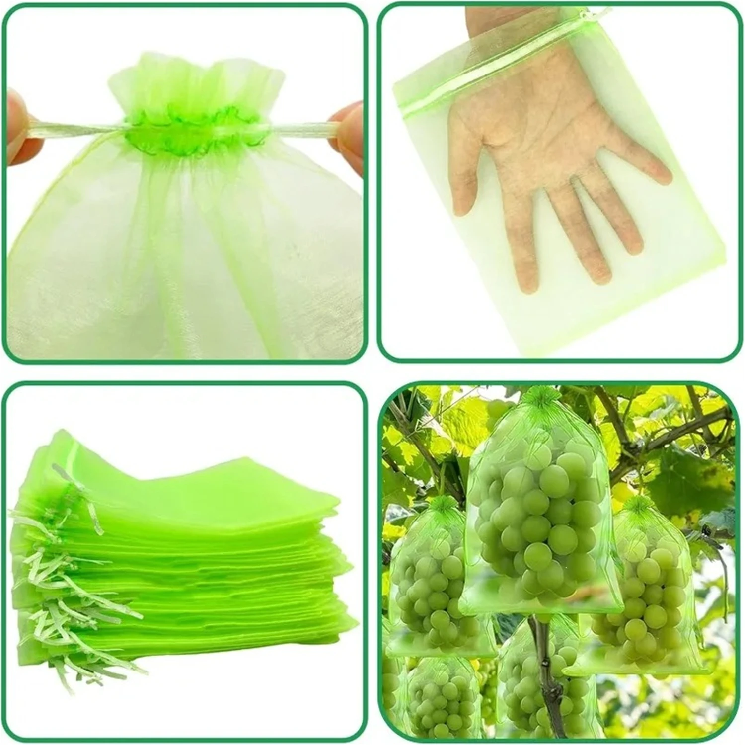 Wiederverwendbare Gartenschutznetztasche gegen Schädlinge mit Zugband, Pflanzenabdeckung und Schutznetz für Obstbäume, Gemüse, Trauben, Erdbeeren und Grünpflanzen. Schützt vor Insekten und Vögeln, luftdurchlässig, robu – Detail 3