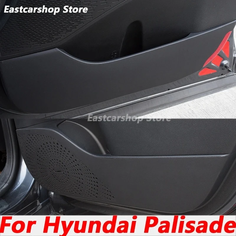 

For Hyundai Palisade 2020 2021 2022 Car Carbon Fiber Leather Door Protector Pad Door Plank Anti Kick Pad Mat Cover Accessories