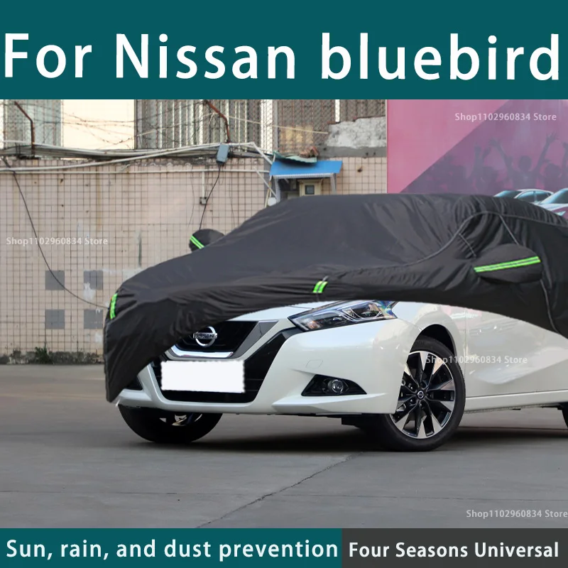 

For Nissan Bluebird 210T Full Car Covers Outdoor Uv Sun Protection Dust Rain Snow Protective Car Cover Auto Black Cover