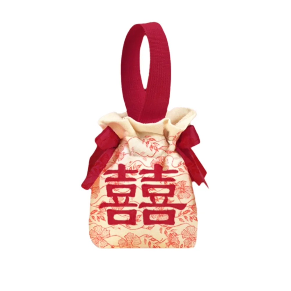 

Traditional Canvas Wedding Candy Bag Drawstring Spring Festival New Year Gifts Bag Bowknot Flower Chinese Style Handbag Birthday
